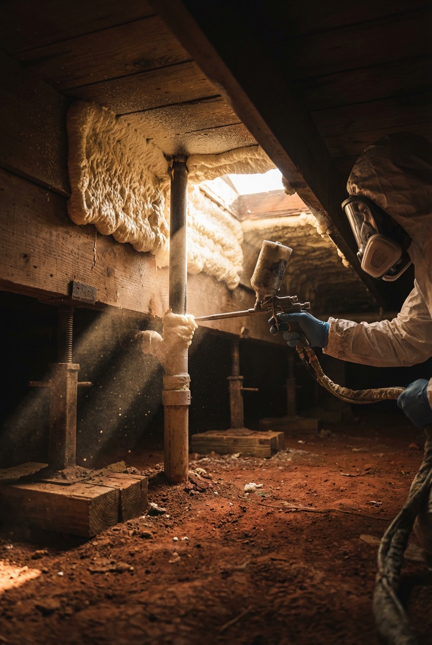 Crawl space insulation meeting building codes