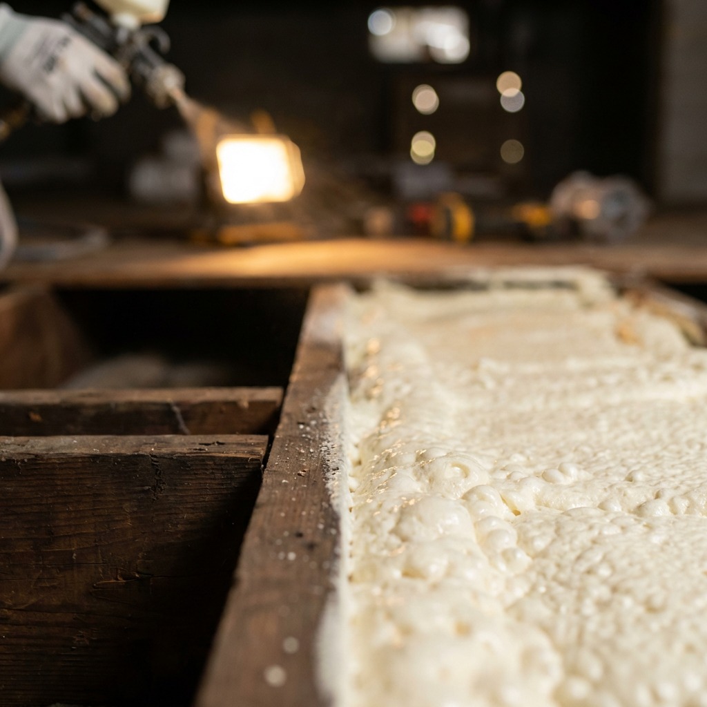 Long lasting spray foam insulation in building